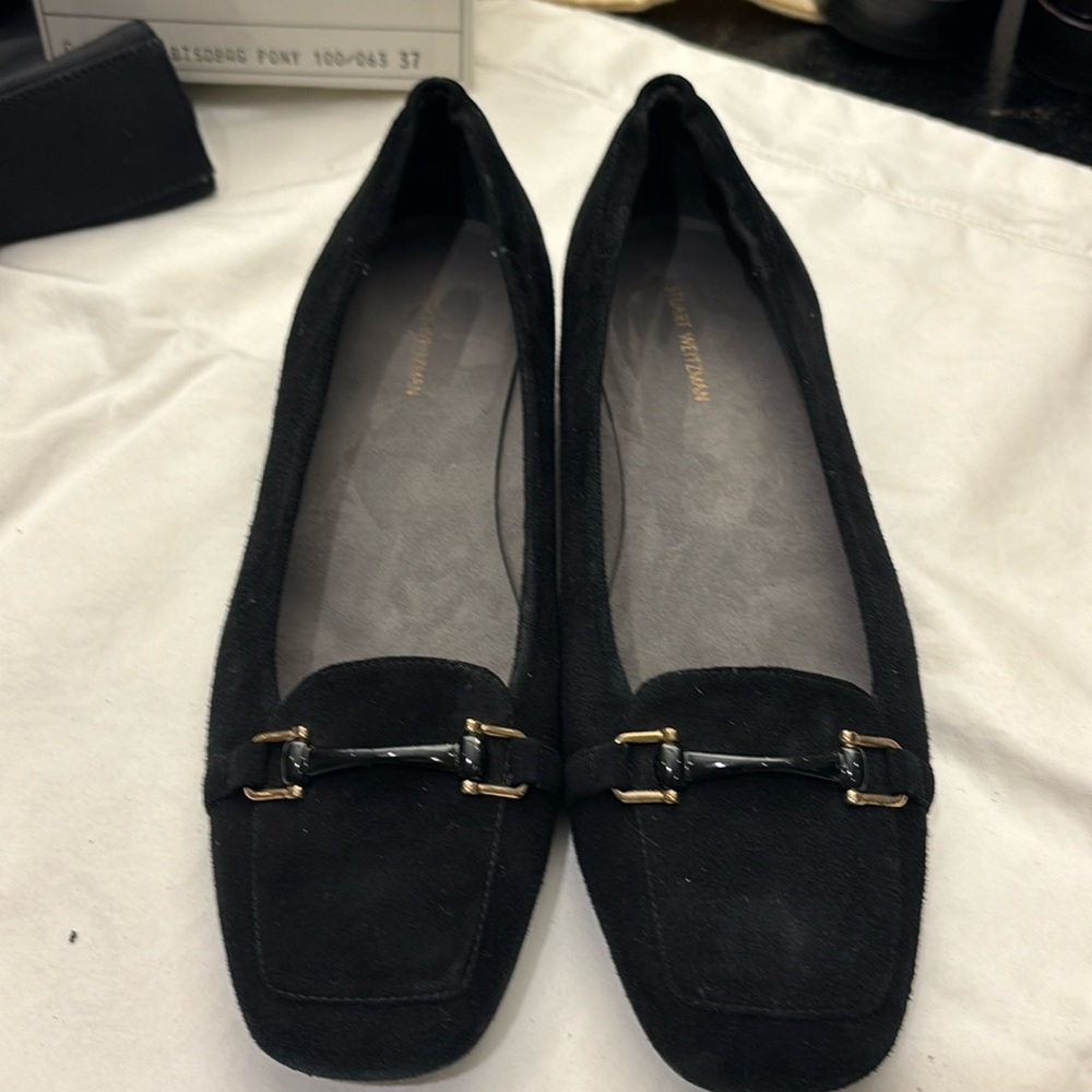 Stuart Weitzman Black Seude Very Low Heel Shoes